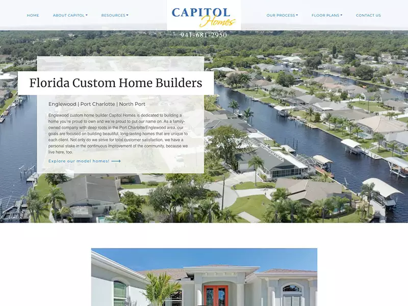Capitol Homes website mockup
